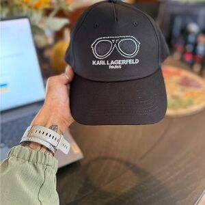 Karl Lagerfeld Black Cap with Embellished Logo